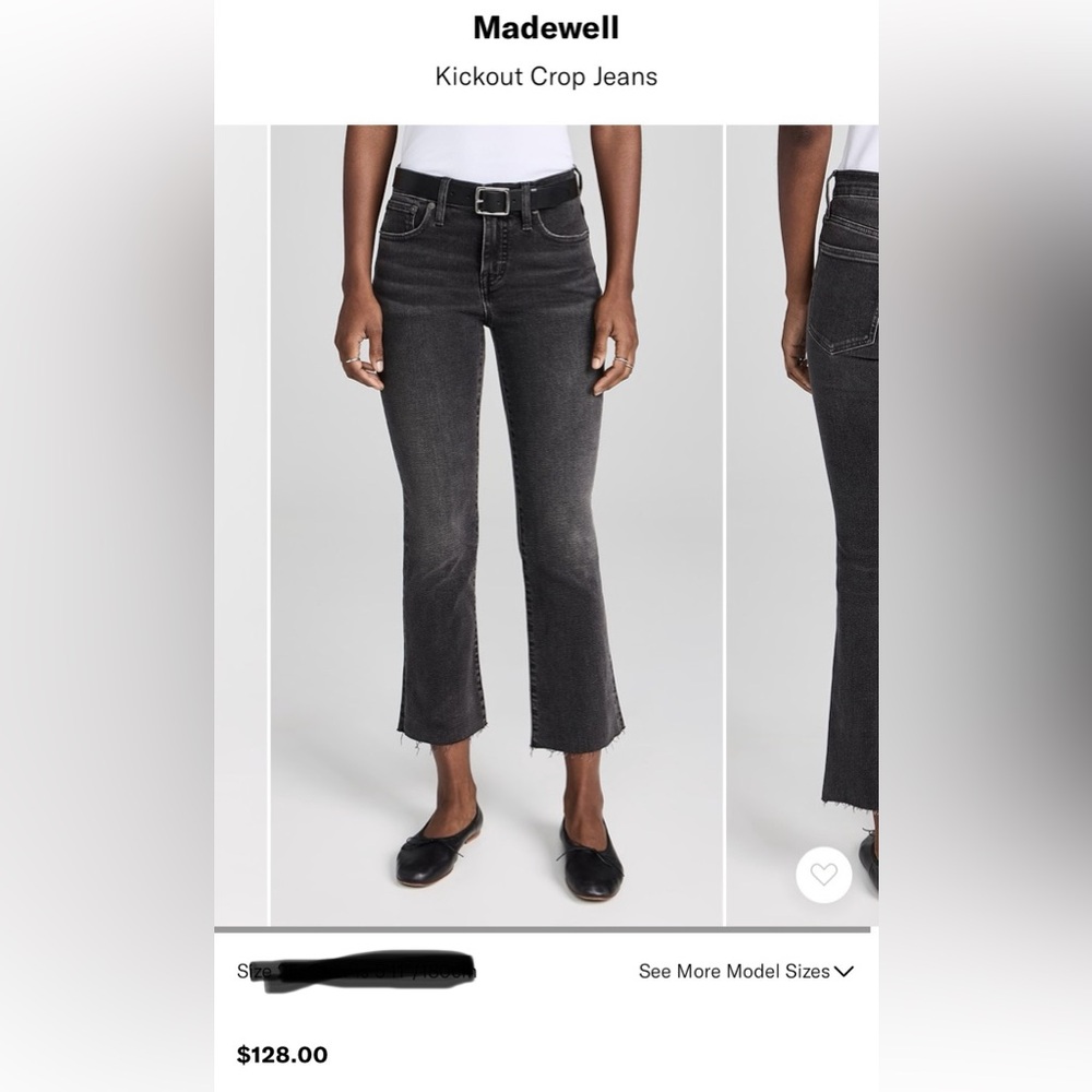 Madewell Kickout Crop Jeans size 28